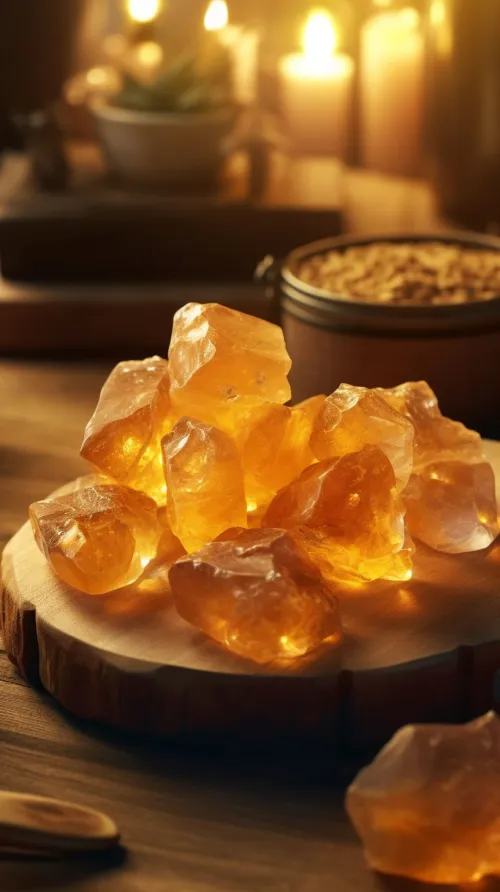 Color comparison of citrine and topaz under sunlight and fluorescent light