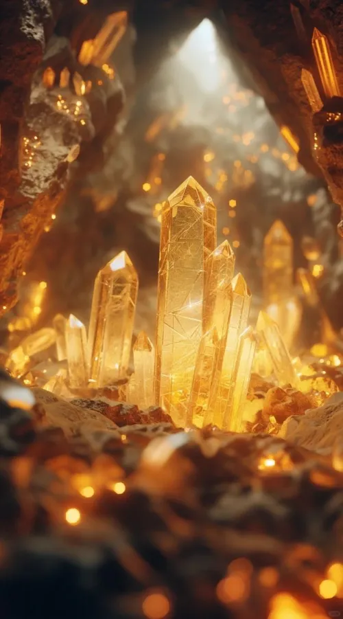 Comparison of citrine gemstones under different lighting conditions