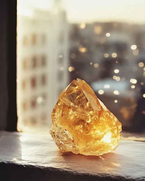 Natural citrine color variations in different lighting environments